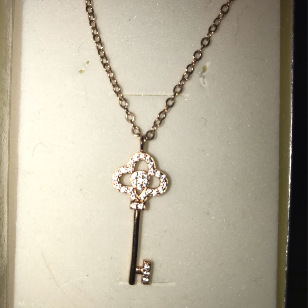 Perfectly Dainty Rose Gold Plated Silver Key Necklace 🌺